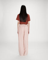 Pantalon à rayures large taille réglable à cordon corail Volute