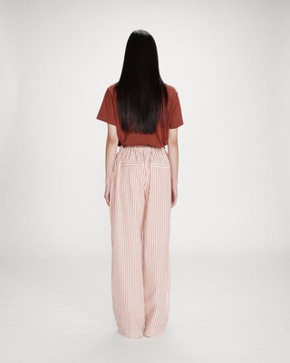 Pantalon à rayures large taille réglable à cordon corail Volute
