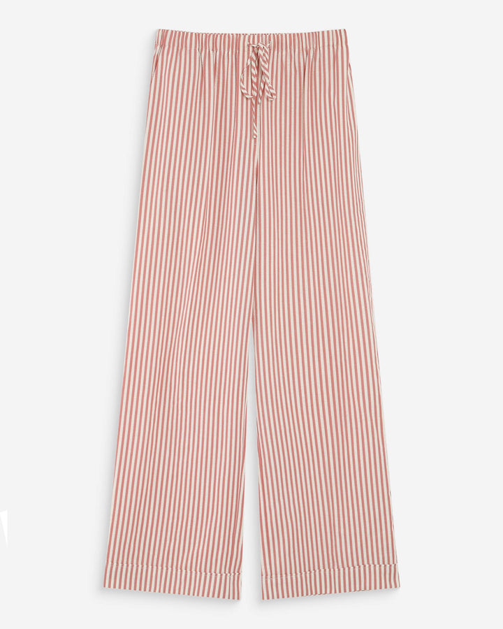 Pantalon à rayures large taille réglable à cordon corail Volute