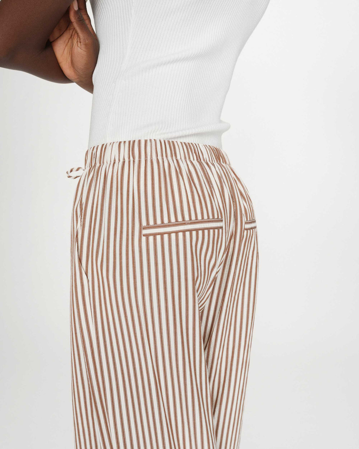 Pantalon à rayures large taille réglable à cordon mocha Volute