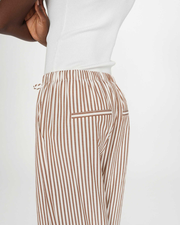 Pantalon à rayures large taille réglable à cordon mocha Volute