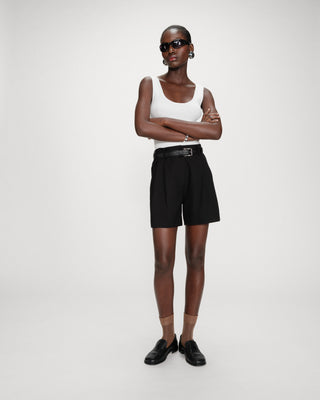 Short droit à plis taille mi-haute noir Vite