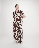 Wide-leg pants with graphic print chocolat Veni