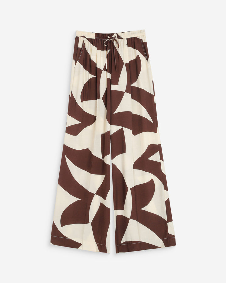 Wide-leg pants with graphic print chocolat Veni