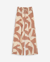 Pantalon large taille ajustable motif graphique mocha Veni