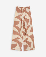 Pantalon large taille ajustable motif graphique mocha Veni