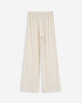 Pantalon large en lin taille haute sable Raven