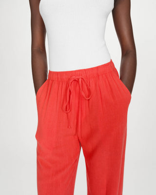 Pantalon large en lin taille haute sanguine Raven