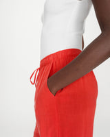 Pantalon large en lin taille haute sanguine Raven
