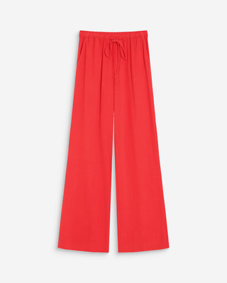 Pantalon large en lin taille haute sanguine Raven