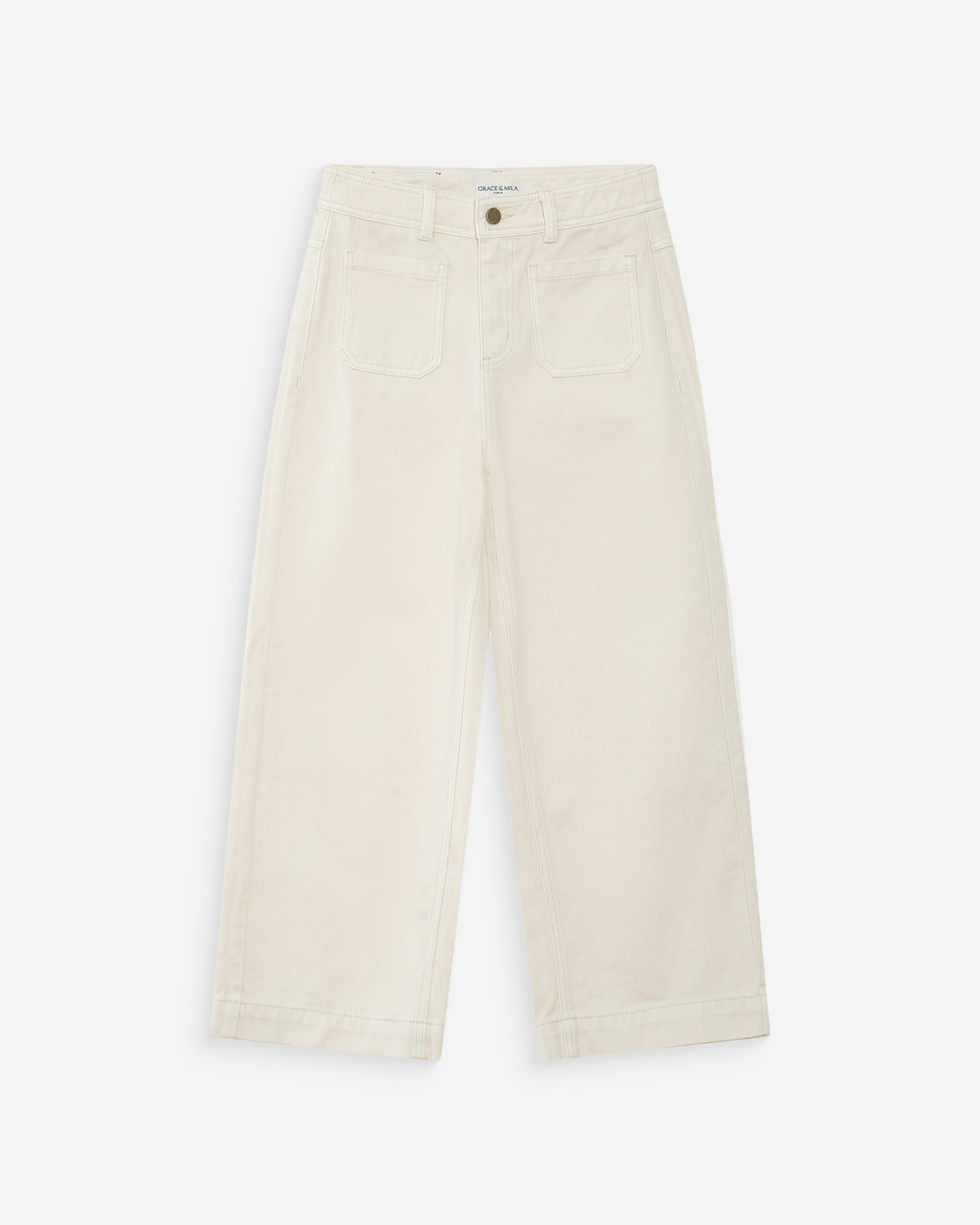 Jean loose 7/8e taille haute poches plaquées ecru Joe