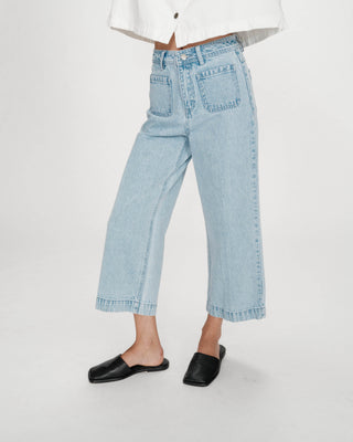 Jean loose 7/8e taille haute poches plaquées skyblue Joe