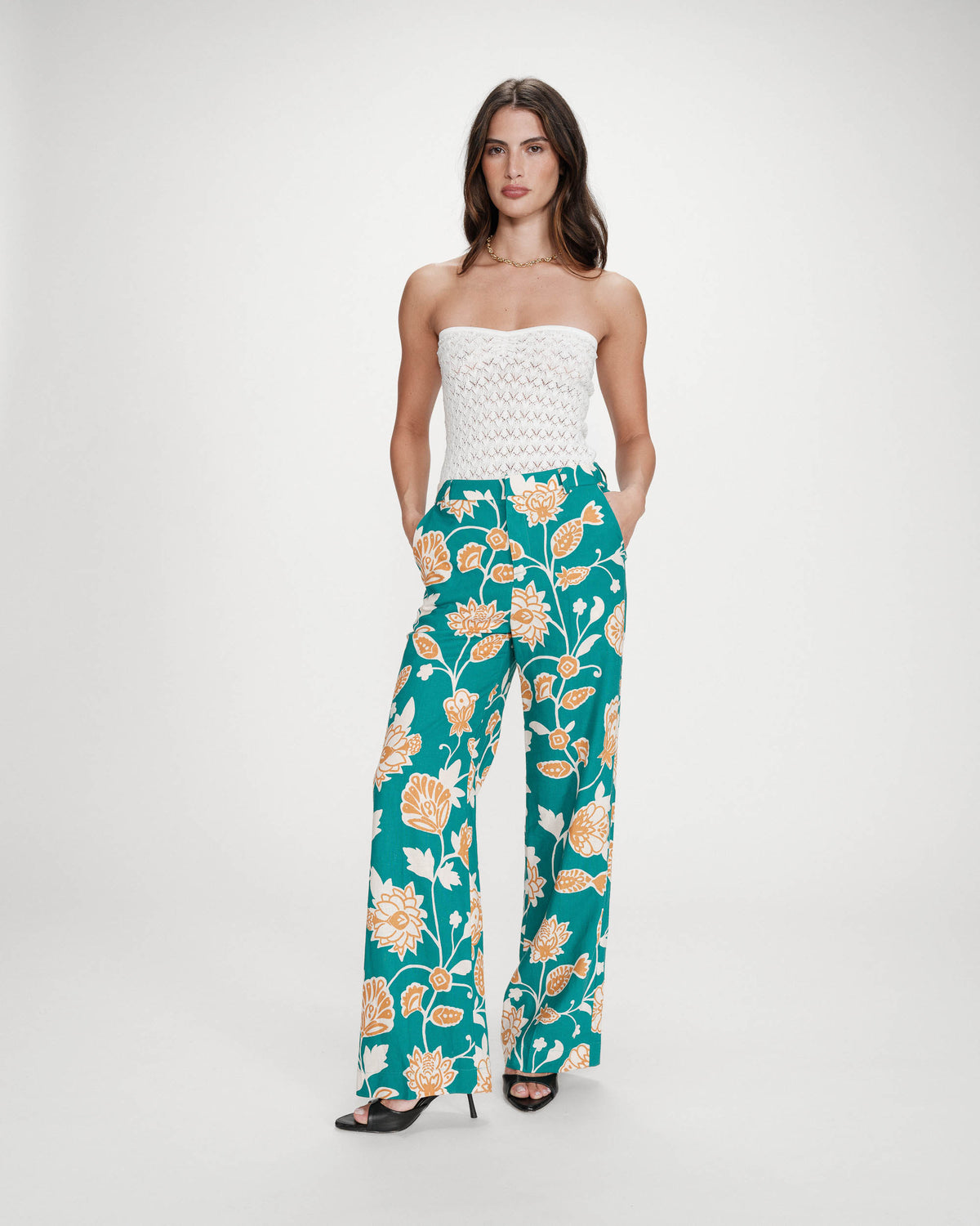 Pantalón de flores vert Varino