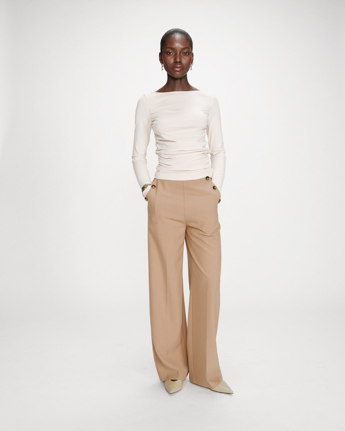 Pantalon tailleur droit poches italiennes camel Valigny