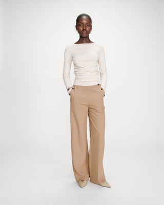 Pantalon tailleur droit poches italiennes camel Valigny
