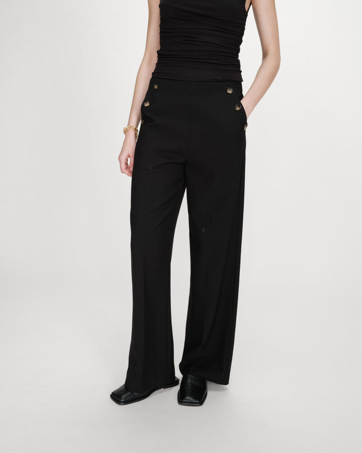 Pantalon tailleur droit poches italiennes noir Valigny