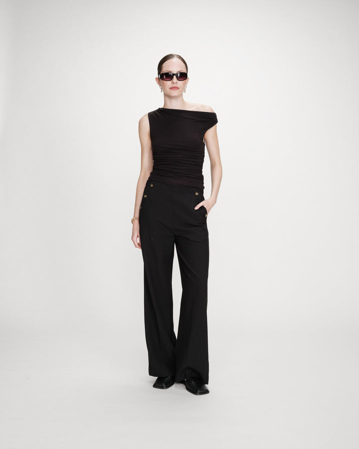 Pantalon tailleur droit poches italiennes noir Valigny