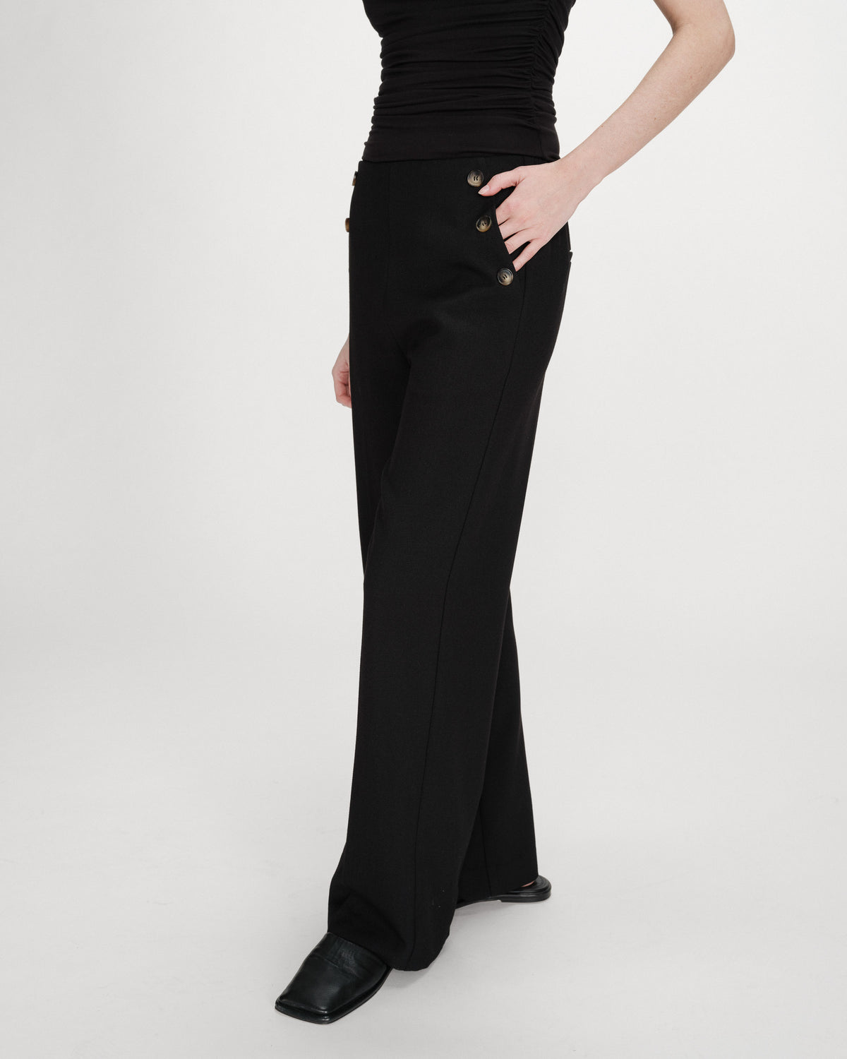 Pantalon tailleur droit poches italiennes noir Valigny