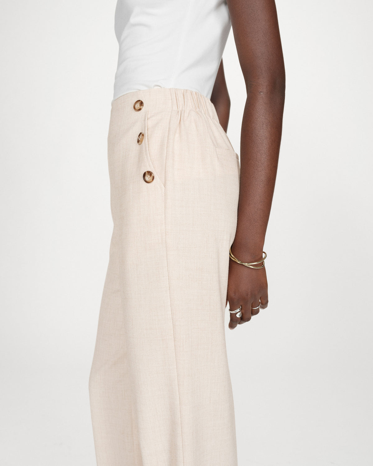 Pantalon tailleur droit poches italiennes sable Valigny