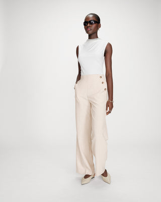 Pantalon tailleur droit poches italiennes sable Valigny