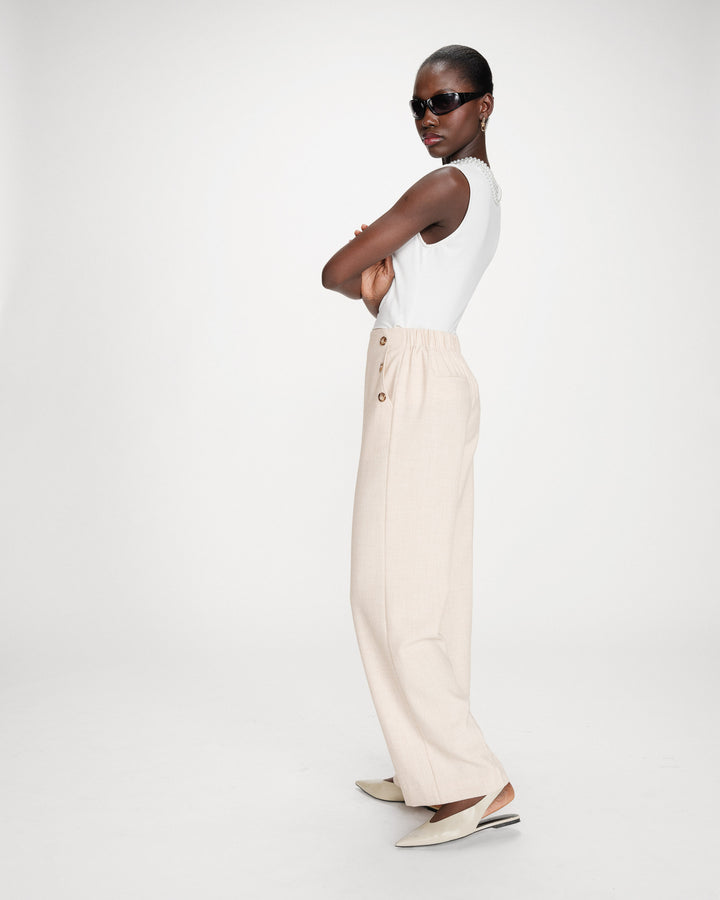 Pantalon tailleur droit poches italiennes sable Valigny