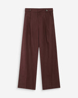 Pantalon tailleur à plis en lin et coton chocolat Vanelis