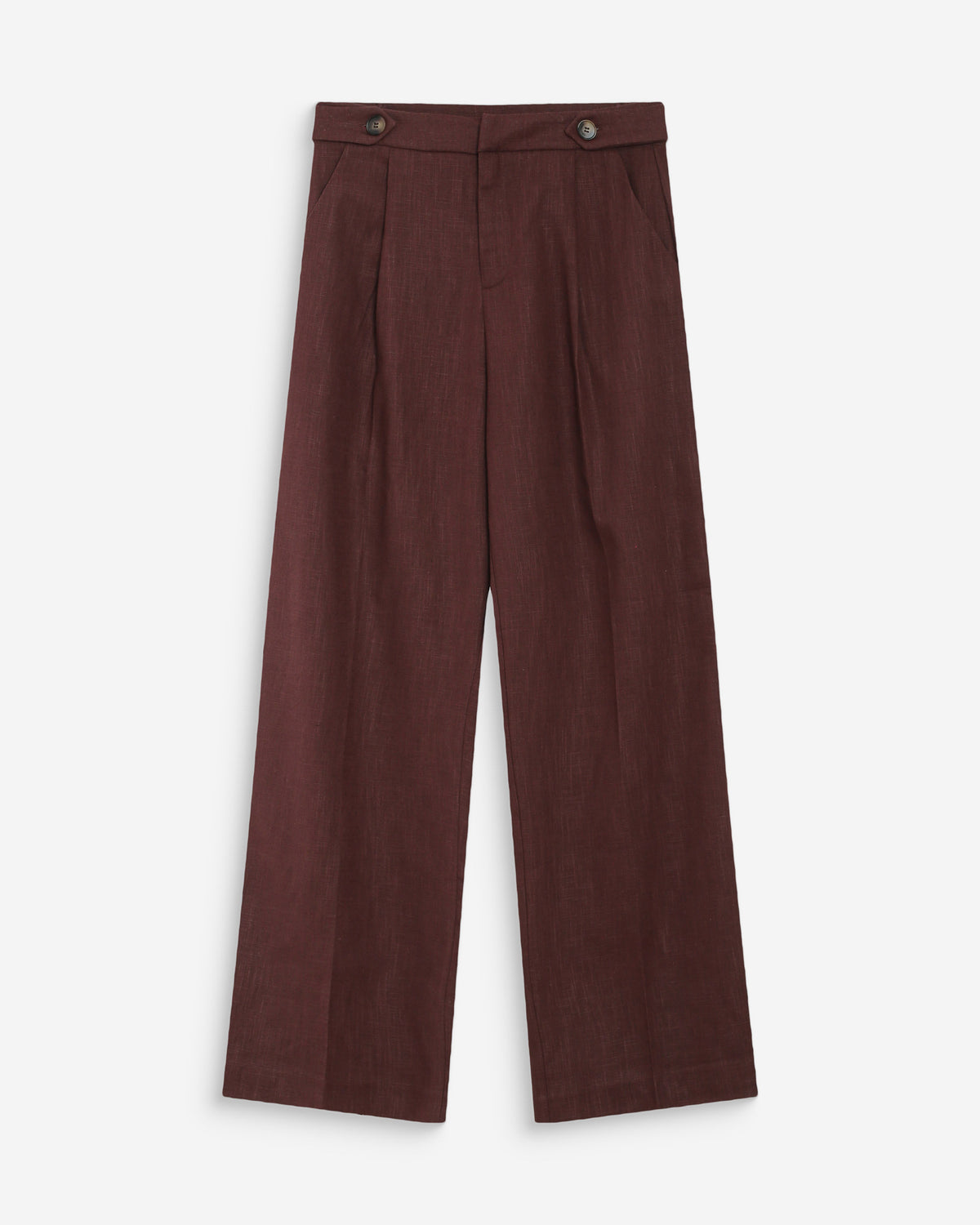 Pantalon tailleur à plis en lin et coton chocolat Vanelis