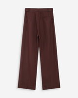 Pantalon tailleur à plis en lin et coton chocolat Vanelis