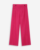 Pantalon tailleur à plis en lin et coton fuchsia Vanelis