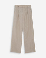 Pantalon tailleur à plis en lin et coton sable Vanelis