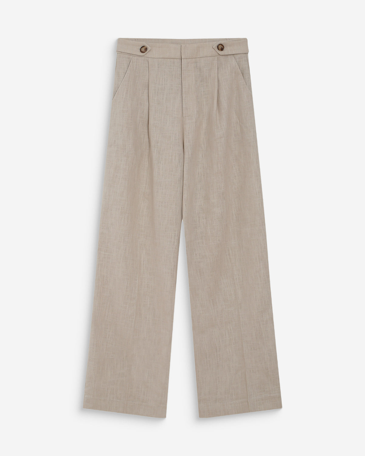Pantalon tailleur à plis en lin et coton sable Vanelis