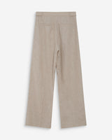 Pantalon tailleur à plis en lin et coton sable Vanelis