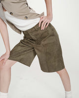 Straight suedette bermuda shorts kaki Vacanza