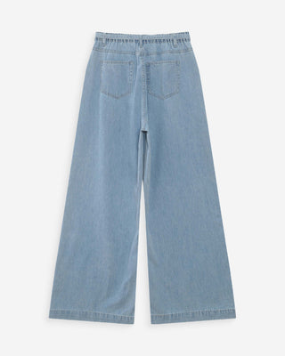 Jean baggy fluide taille mi-haute skyblue Pompon
