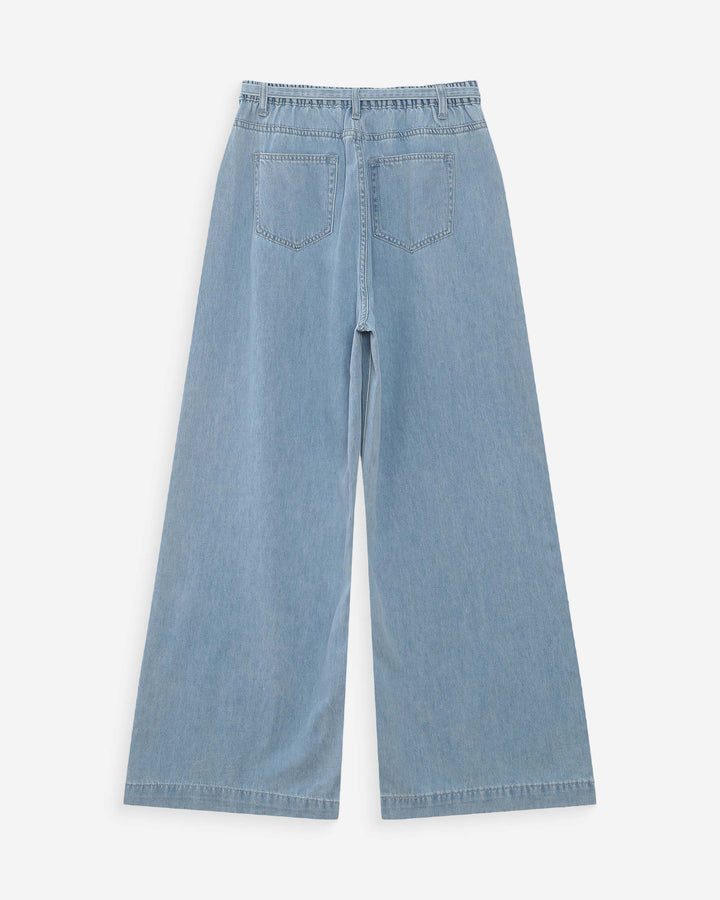 Jean baggy fluide taille mi-haute skyblue Pompon