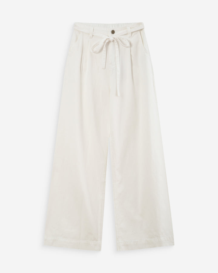 Jean baggy fluide taille mi-haute white Pompon