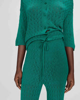 Pantalon en maille tricotée taille haute vert Valado