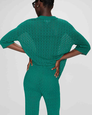 Pantalon en maille tricotée taille haute vert Valado
