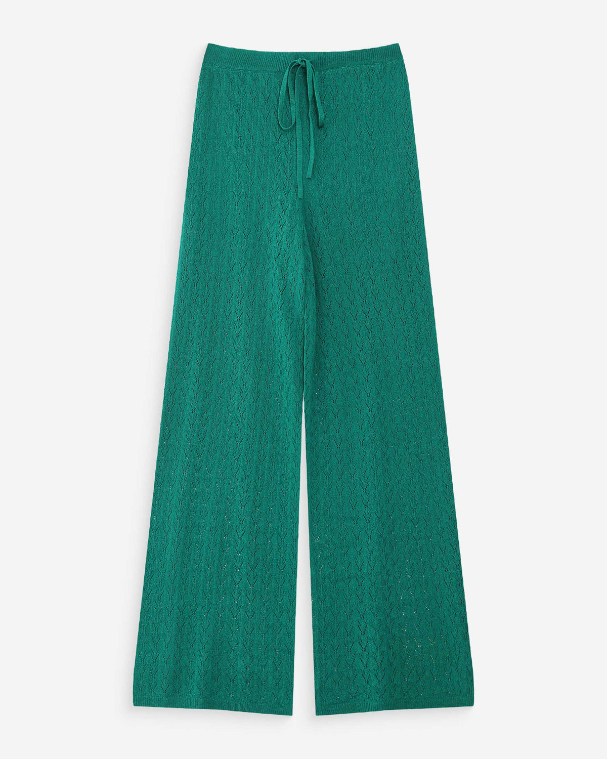 Pantalon en maille tricotée taille haute vert Valado