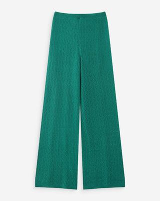 Pantalon en maille tricotée taille haute vert Valado