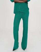 Pantalon en maille tricotée taille haute vert Valado