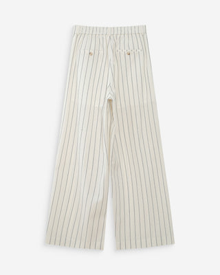 Pantalon tailleur droit en lin à fines rayures white Very