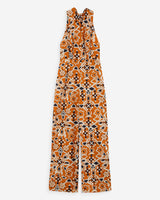 Combinaison pantalon dos nu imprimée cognac Vanina