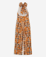 Combinaison pantalon dos nu imprimée cognac Vanina