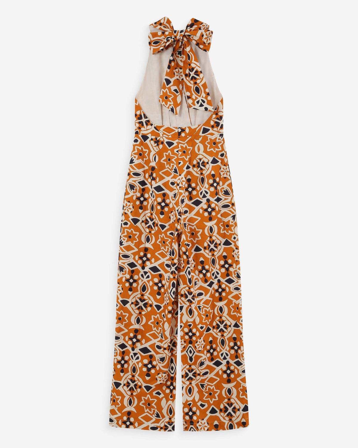 Combinaison pantalon dos nu imprimée cognac Vanina