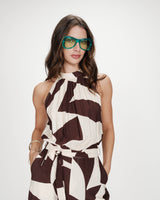 Geometric printed jumpsuit chocolat Vedette