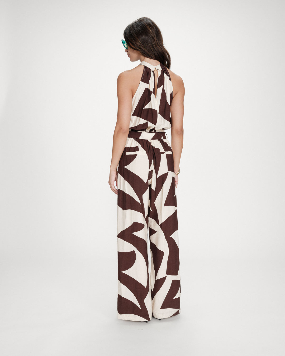 Geometric printed jumpsuit chocolat Vedette