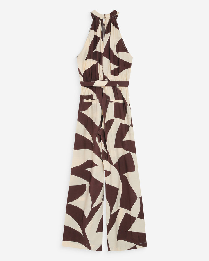 Geometric printed jumpsuit chocolat Vedette