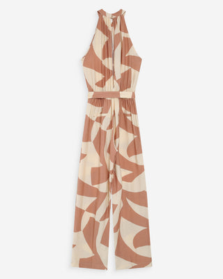 Combinaison pantalon imprimée géométrique mocha Vedette