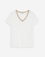 T-shirt col V manches courtes ivoire Vasco